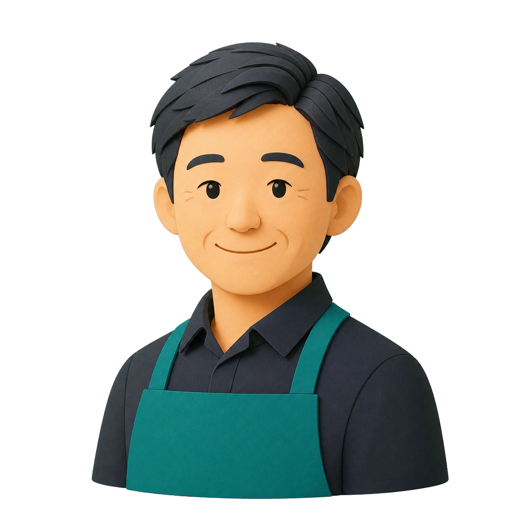 カフェ経営者を表現した人物イラスト